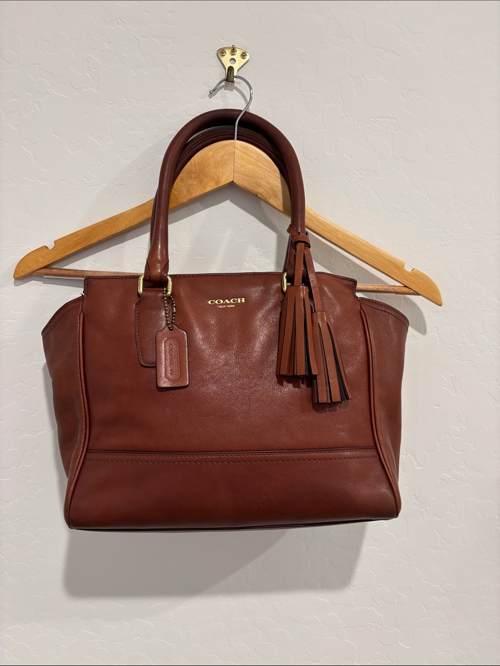 Coach Brown Leather Tassel Top-Handle Tote No D1273-19891